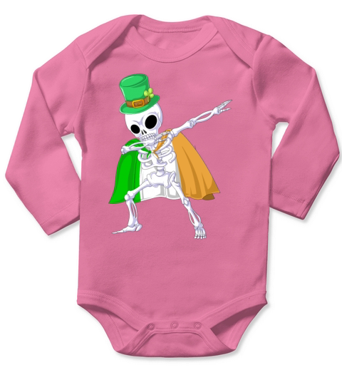 dabbing skeleton st patricks day Long Sleeve Baby One-Piece