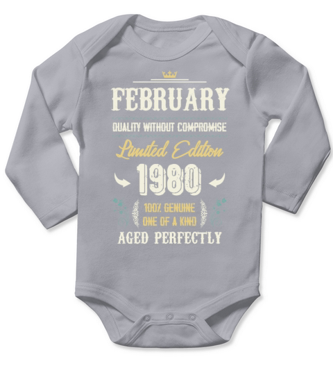 February 1980 Vintage Birthday Present Long Sleeve Baby One-Piece