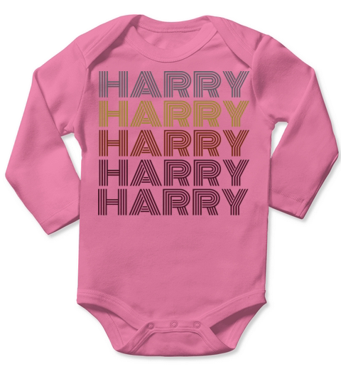 Graphic 365 First Name Harry Retro Pattern Vintage Long Sleeve Baby One-Piece
