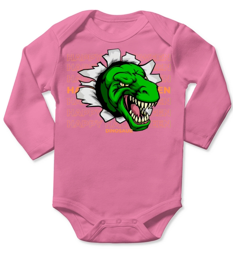 happy halloween mummy dinosaur trick raw treat Long Sleeve Baby One-Piece