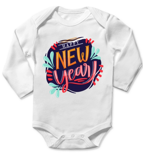 Happy New Year New Years Eve Long Sleeve Baby One-Piece