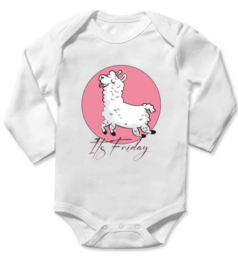Its Friday funny Gift For Llama Lovers Long Sleeve Baby One-Piece
