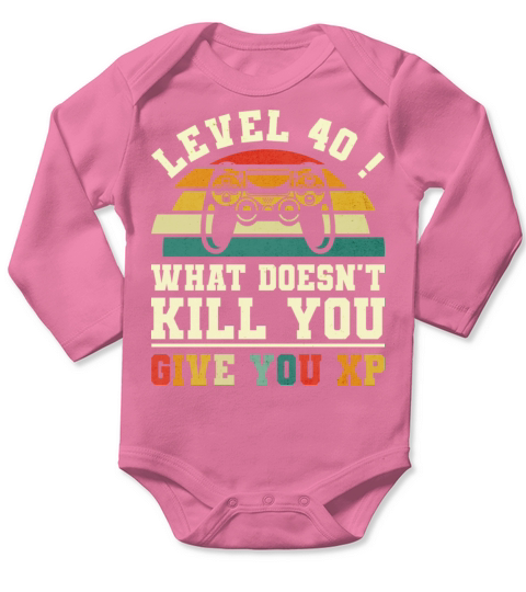 Level 40 Xp 1982 40th Birthday Gamer Long Sleeve Baby One-Piece