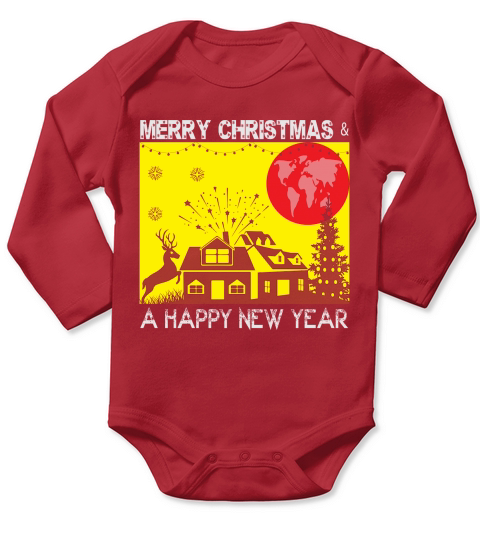 Merry Christmas and a happy new year Long Sleeve Baby One-Piece