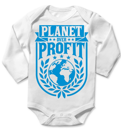 planet over profit quote Long Sleeve Baby One-Piece