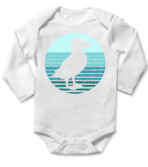 Puffins Bird Vintage Iceland Seabird Puffin Long Sleeve Baby One-Piece