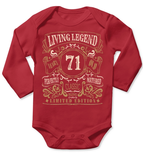 Retro Vintage Birth Whiskey Age 71 Years Old Long Sleeve Baby One-Piece