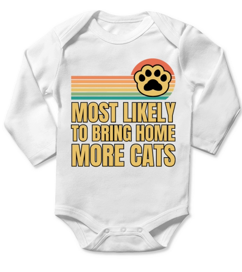Retro Vintage Most Likely To Bring Home More Cats Long Sleeve Baby One-Piece