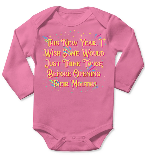 Think Twice in Opening Their Mouth Happy New Year Long Sleeve Baby One-Piece