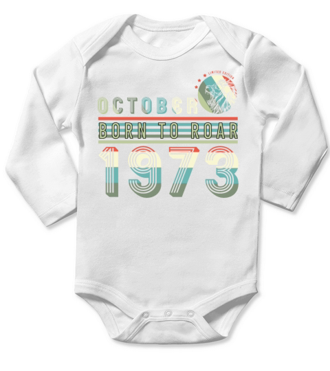 Vintage 1973 October Lion Long Sleeve Baby One-Piece