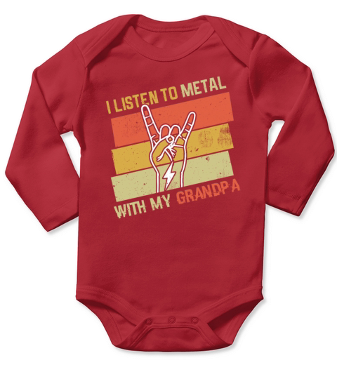 Vintage Metal With Grandpa Metal Kid Music Lover Long Sleeve Baby One-Piece