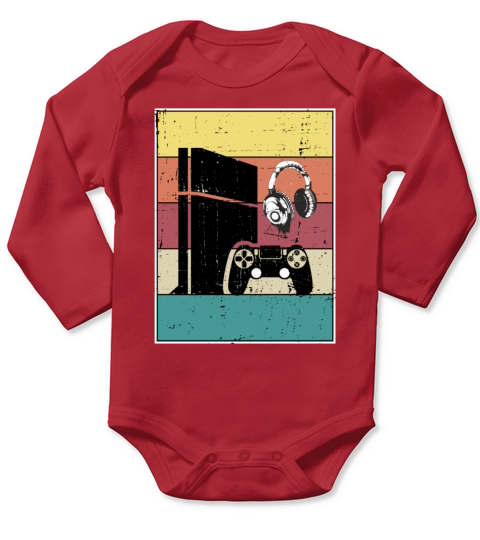 VINTAGE PLAY VIDEO GAMES RETRO DESIGN Long Sleeve Baby One-Piece