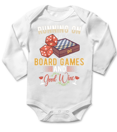Wine Board Games Chess Board Game Player Gambling Long Sleeve Baby One-Piece