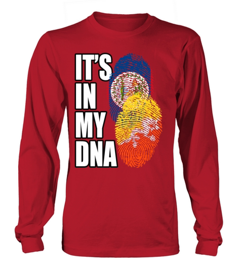 Bhutanese And Belizean Mix Heritage DNA Flag Long sleeved Unisex
