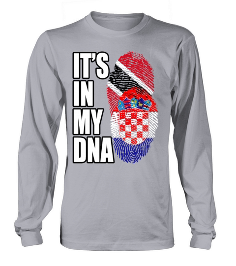 Croatian And Trinidad Tobago Mix Heritage DNA Flag Long sleeved Unisex