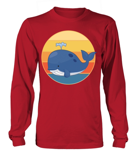 Cute Kawaii Whale Retro Sunset Vintage Ocean Long sleeved Unisex