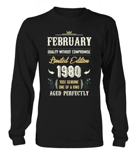 February 1980 Vintage Birthday Present Long sleeved Unisex