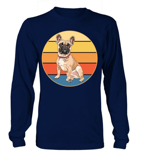 French Bulldog Dog Breed Vintage Retro Sunset Long sleeved Unisex