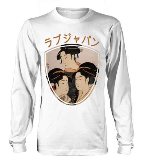 Vintage Japanese Geisha Retro Symbol Text Kanji Long sleeved Unisex