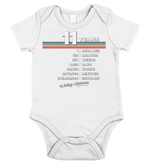 11st Birthday Vintage 11 Years Old Retro 132 Short Sleeve Baby One-Piece