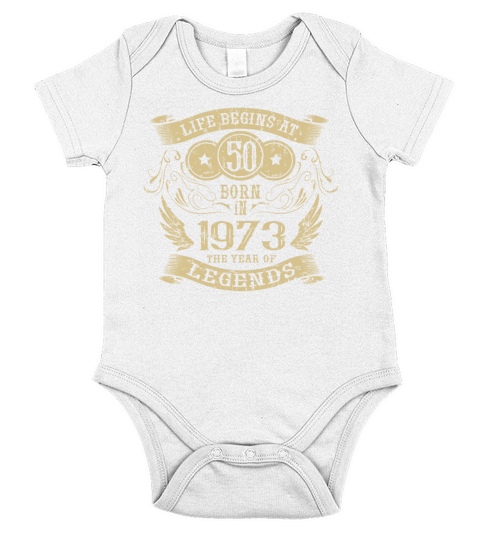 50th Birthday Gifts Life begins at 50 years old Short Sleeve Baby One-Piece