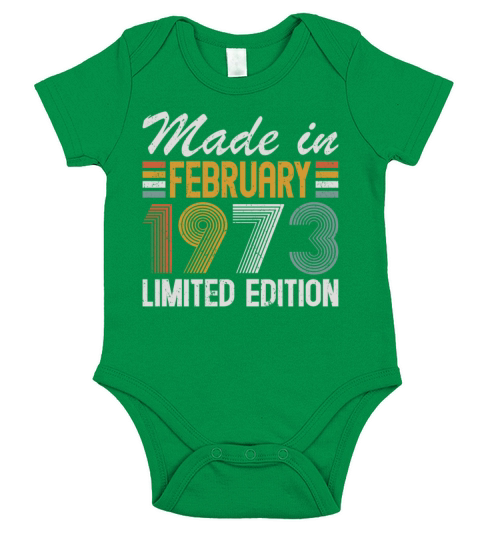 50th birthday vintage february 1973 made in 1973 Short Sleeve Baby One-Piece
