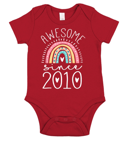 Awesome Since 2010 13th Birthday Rainbow Gifts Bor Short Sleeve Baby One-Piece