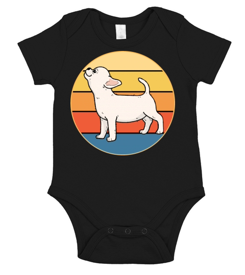 Cute Chihuahua Dog Breed Vintage Retro Sunset Short Sleeve Baby One-Piece