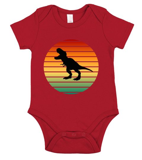 Dinosaur In Retro Vintage Sunset Short Sleeve Baby One-Piece