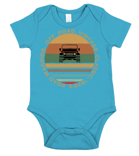 Distressed Vintage Retro 70s Off Road Jeeps Short Sleeve Baby One-Piece