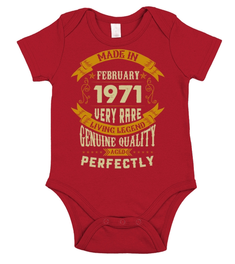 February 1971 Vintage Birthday Present Short Sleeve Baby One-Piece