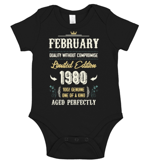 February 1980 Vintage Birthday Present Short Sleeve Baby One-Piece