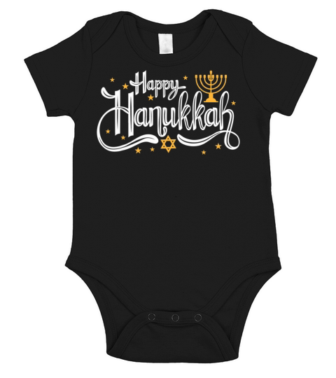 Happy Hanukkah Vintage Menorah Jewish Holiday Short Sleeve Baby One-Piece