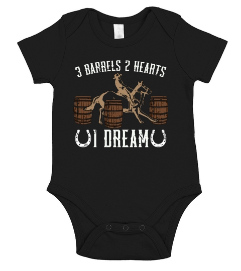 Horse Racing 2 Barrels 2 Hearts Equine Horse Racer Short Sleeve Baby One-Piece