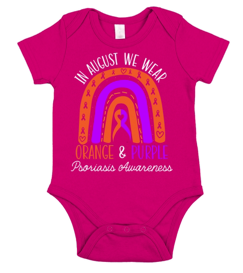 In August We Wear Orange And Purple Psoriasis Short Sleeve Baby One-Piece