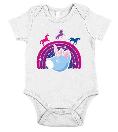 Kawaii Bisexual Pride Unicorn Bi Rainbow Short Sleeve Baby One-Piece