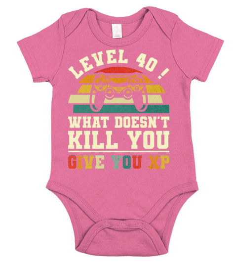 Level 40 Xp 1982 40th Birthday Gamer Short Sleeve Baby One-Piece