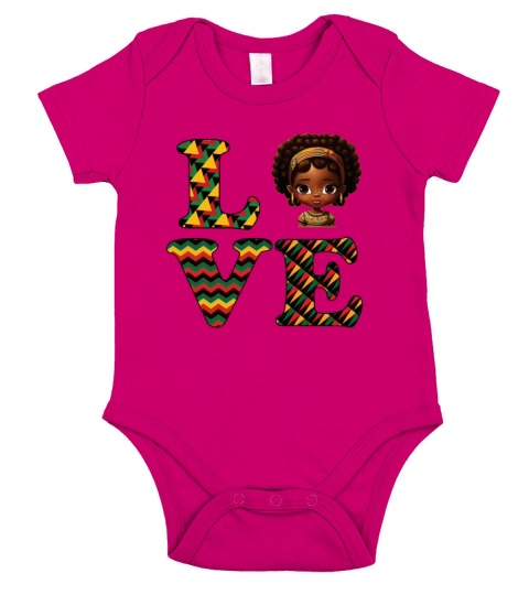 LOVE Black History Month Strong African Girls Short Sleeve Baby One-Piece