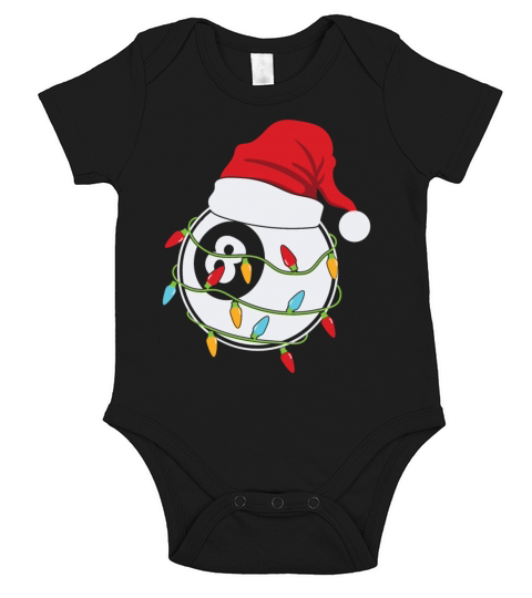 Pool Ball Christmas Lights Santa Short Sleeve Baby One-Piece