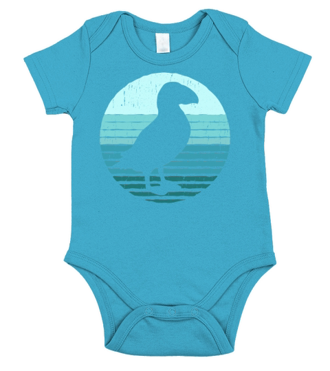 Puffins Bird Vintage Iceland Seabird Puffin Short Sleeve Baby One-Piece
