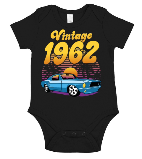 Retro Sunset With Car Vintage 60th Birthday Short Sleeve Baby One-Piece