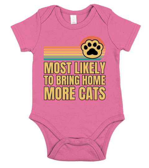 Retro Vintage Most Likely To Bring Home More Cats Short Sleeve Baby One-Piece