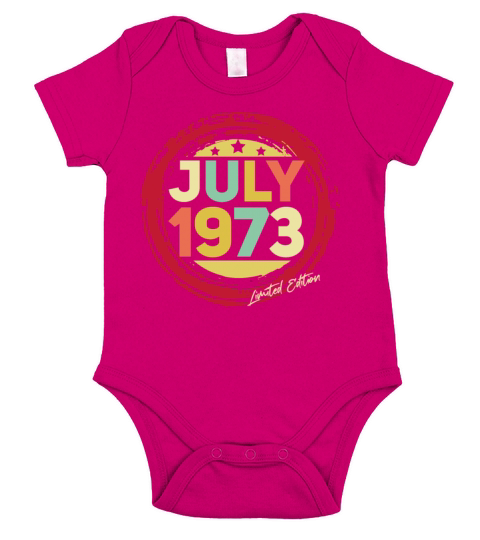 Vintage Born In July 1973 Short Sleeve Baby One-Piece