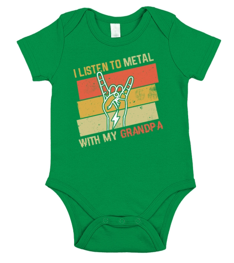 Vintage Metal With Grandpa Metal Kid Music Lover Short Sleeve Baby One-Piece