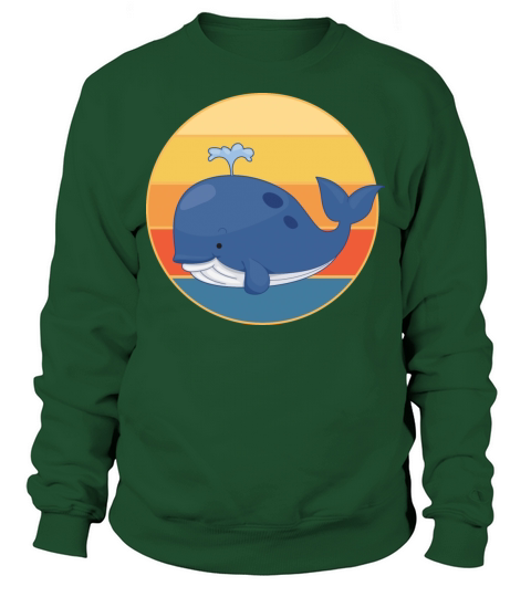 Cute Kawaii Whale Retro Sunset Vintage Ocean Sweatshirt Unisex