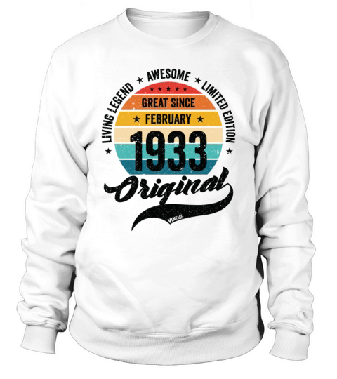 Retro 90 Years February 1933 Birthday Vintage Sweatshirt Unisex