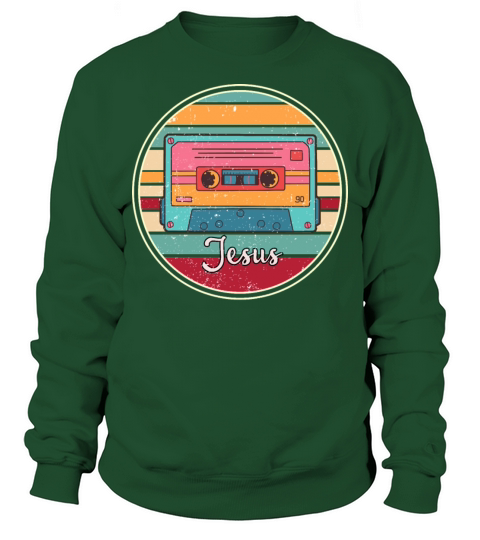 Vintage Circle Jesus Proud Name Cassette Gifts Sweatshirt Unisex