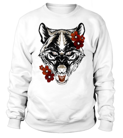 Wolf Flower Tatoo Vintage Sweatshirt Unisex