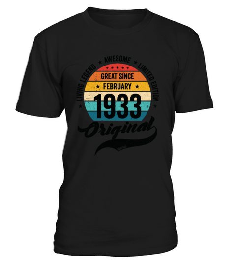 Retro 90 Years February 1933 Birthday Vintage T-Shirt Unisex