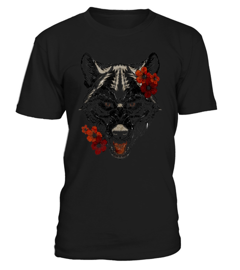 Wolf Flower Tatoo Vintage T-Shirt Unisex